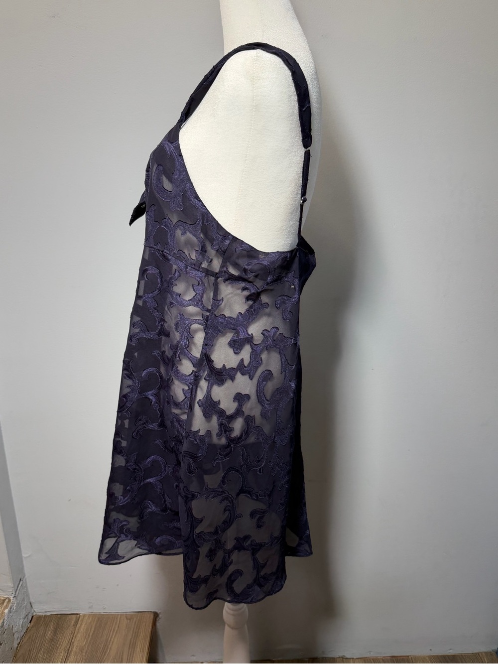 Vintage Victoria's Secret Gold Label Purple Sheer Babydoll Slip Nightie Burnout - Picture 2 of 6